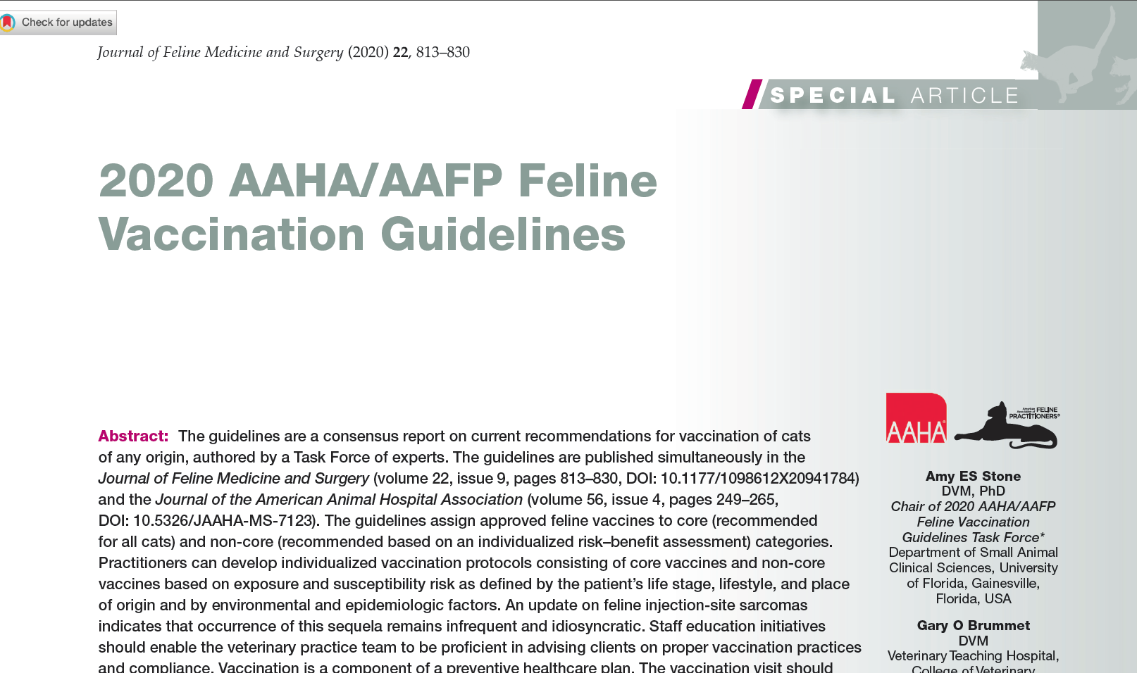 AAHA/AAFP Feline Vaccination Guidelines | Merck Animal Health USA